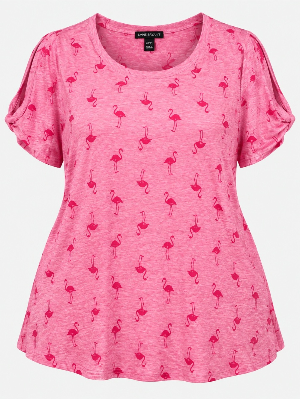 Lane Bryant Plus Size 22/24 Pink Flamingo Slit Sleeve Top